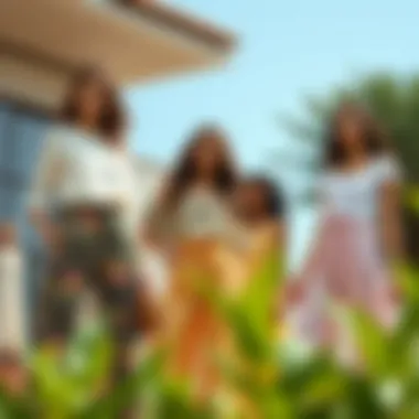 Sustainable Fashion and Palazzo Trends Sustainable fashion labels displayed alongside trendy palazzo outfits emphasizing eco-friendly practices.