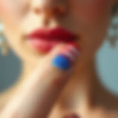 Stylishly Applied Nail Wrap Celebrating National Pride Close-up of a stylishly applied nail wrap celebrating national pride