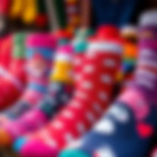 Colorful array of personalized socks showcasing unique designs