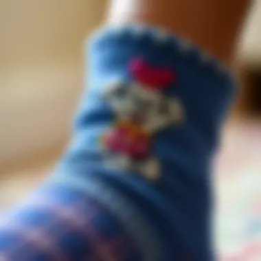 Detailed Custom Embroidery on Socks Close-up of custom embroidery on a sock