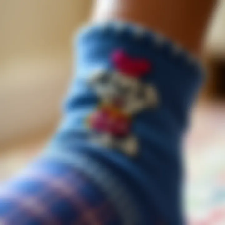 Detailed Custom Embroidery on Socks Close-up of custom embroidery on a sock