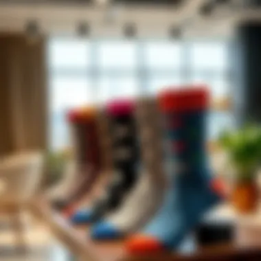 Stylish Presentation of Personalized Socks Fashionable display of personalized socks in a modern setting