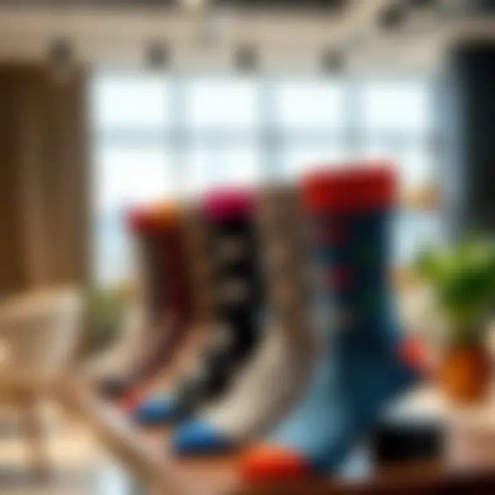 Stylish Presentation of Personalized Socks Fashionable display of personalized socks in a modern setting