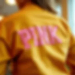 Creative use of pink iron-on letters on fashion apparel