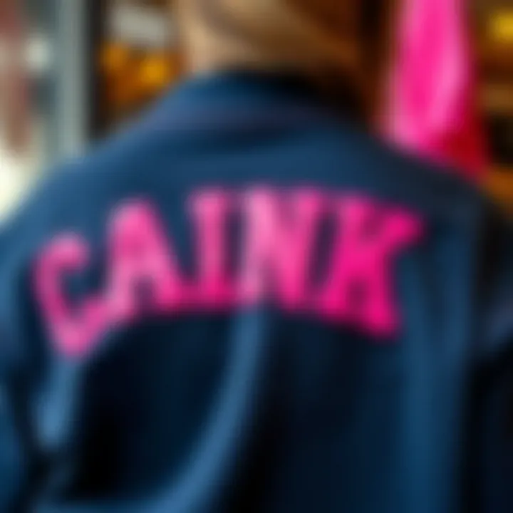 Stylish Customization with Pink Iron-On Letters Stylish custom clothing featuring pink iron-on letters