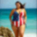 Vibrant plus size swimwear featuring the American flag design