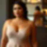 Elegant Lace Detailing in Plus-Size Champagne Dress Elegant champagne formal dress with intricate lace detailing