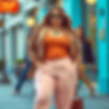 Stylish plus size pastel pants with accessories