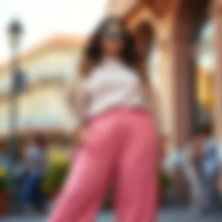 Elegant plus size pastel pants outfit