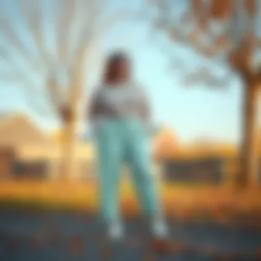 Trendy plus size pastel pants in a seasonal setting