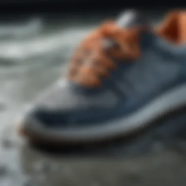 Close-up of breathable materials in sneaker water shoes