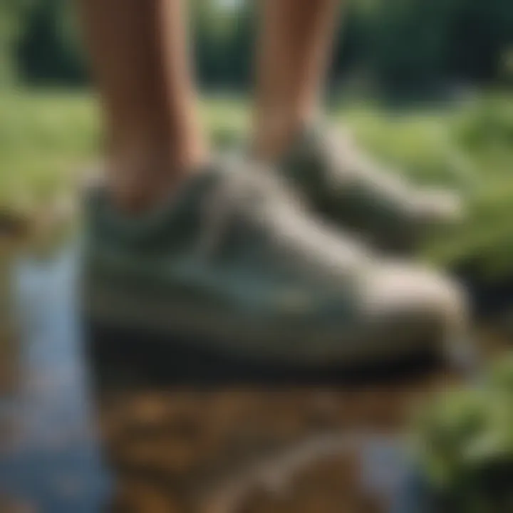 Eco-friendly sneaker water shoes displayed in nature