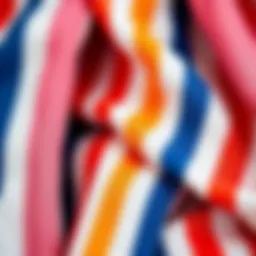 A close-up of textured striped fabric showcasing different colors