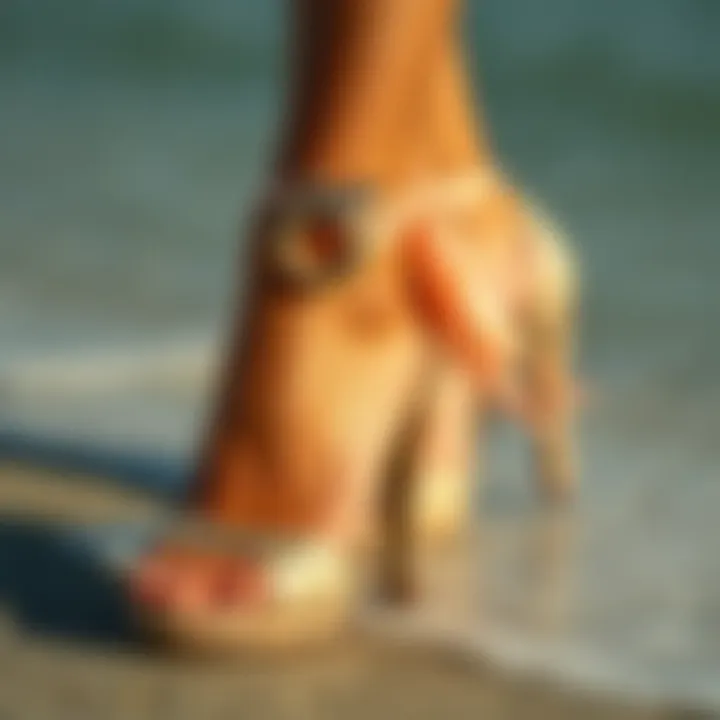 Sustainability in Summer Fashion A close-up of sustainable materials used in crafting summer fantasy heels