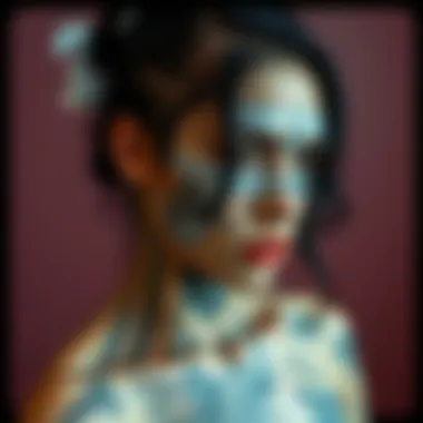 Innovative application of flaw concealing tape combined with intricate tattoos.