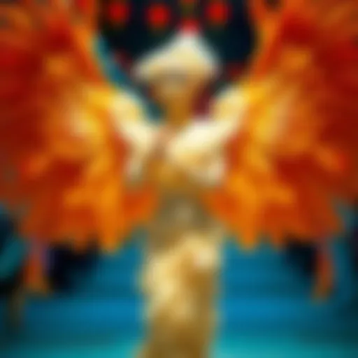 Elegant feather wings in a vibrant costume display