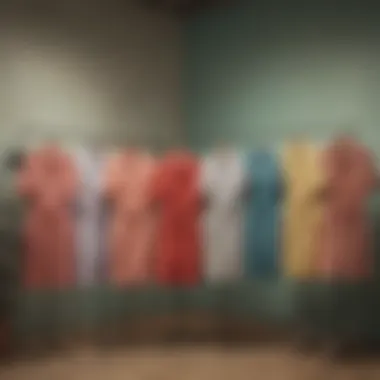 Collection of Loose Fitting Rompers in a Boutique A collection of loose fitting rompers arranged in a boutique setting