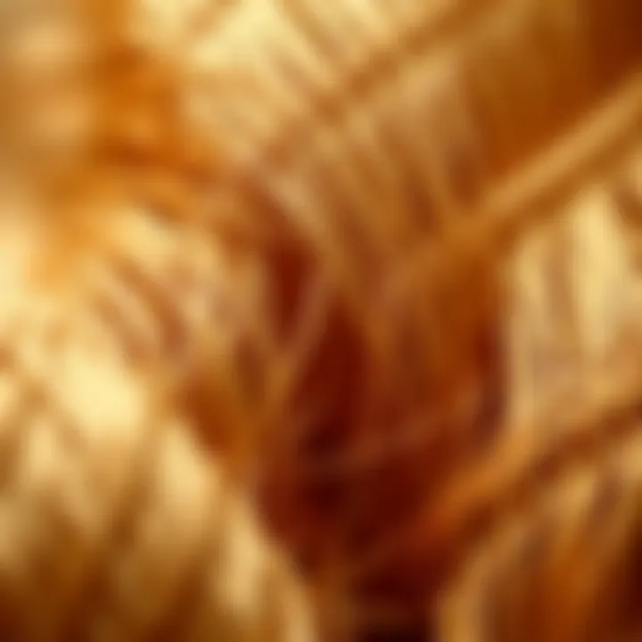 Intricate Woven Threads A close-up of intricate metallic threads woven into fabric