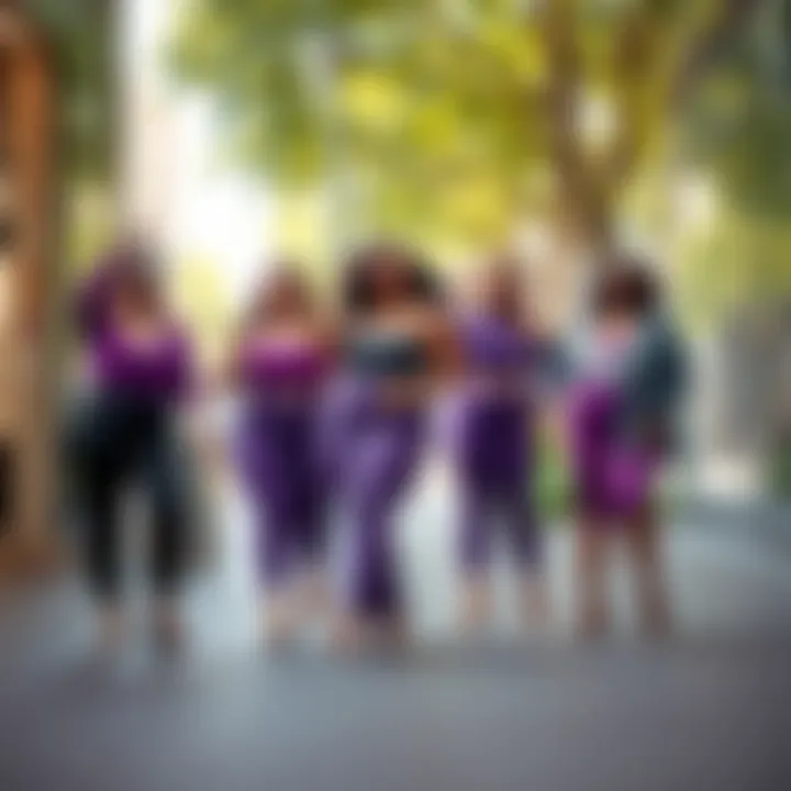 Celebrating Body Positivity in Purple Capris Group of stylish individuals in purple capris celebrating body positivity
