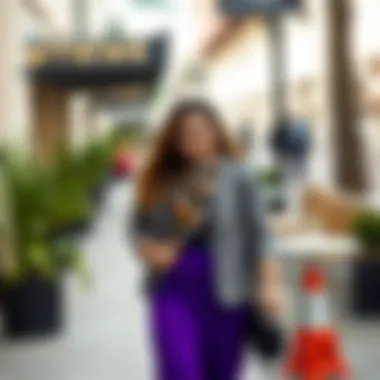 Chic Styling with Purple Capris Fashionable ensemble featuring purple capris paired with chic accessories