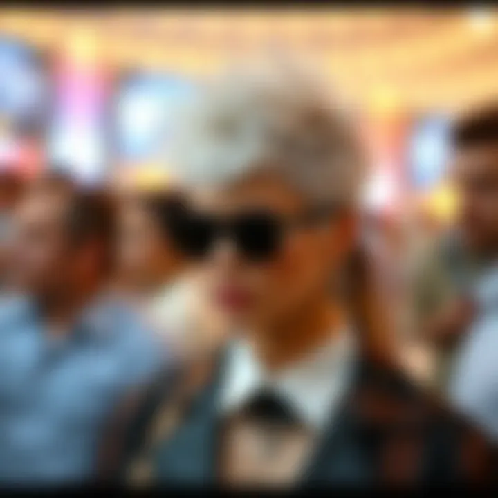 A fashion-forward individual showcasing a unique short spiky wig at an event