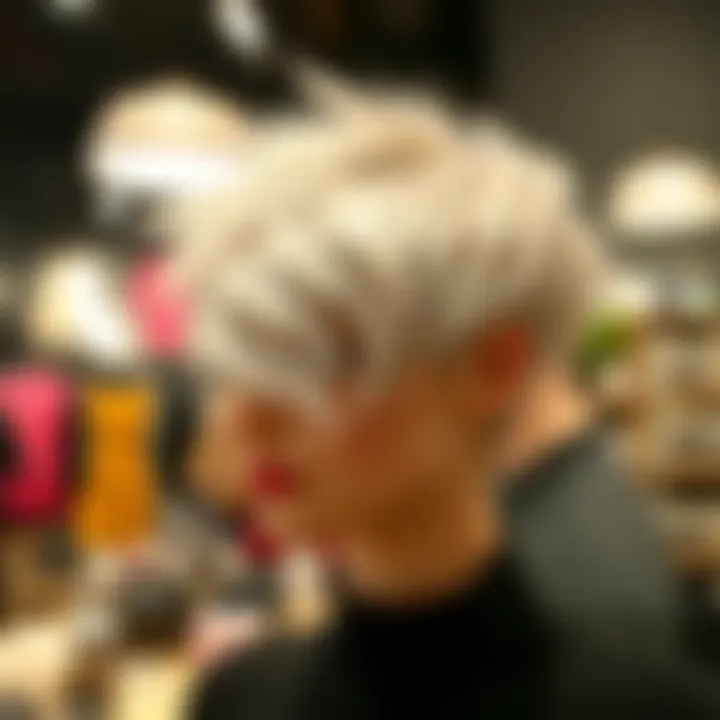 A close-up of a stylish short spiky wig in a boutique setting