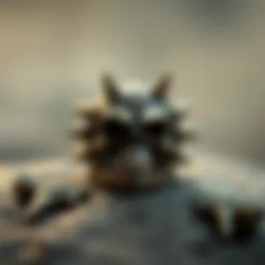 Intricate spiked skull ring showcasing detailed craftsmanship