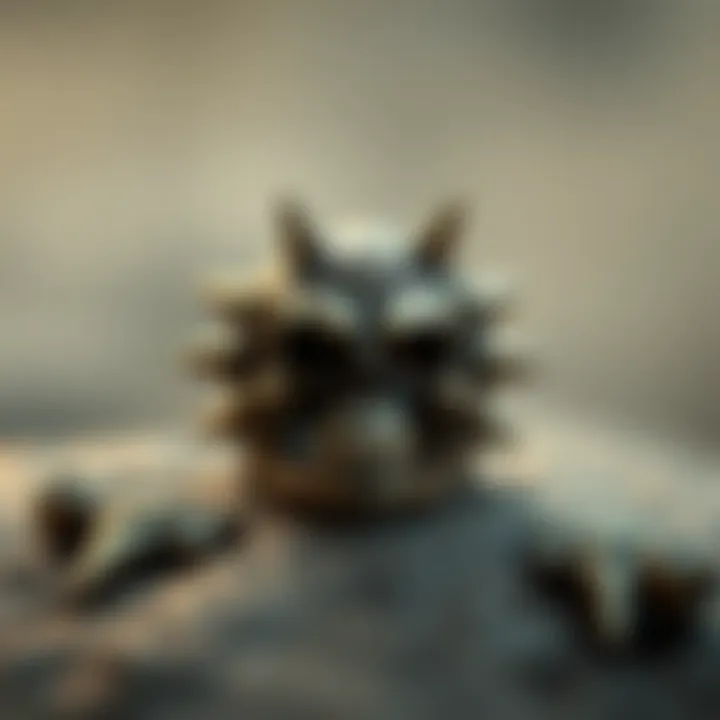 Intricate spiked skull ring showcasing detailed craftsmanship