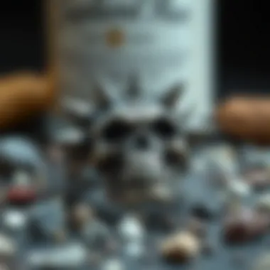 Close-up of materials used in spiked skull ring design