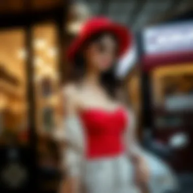 Stylish Ensemble with Red Babydoll Top A stylish ensemble featuring a red babydoll top paired with accessories