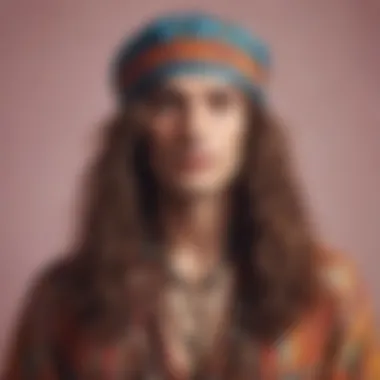 Bohemian Style with Hippie Wigs A fashionable individual showcasing a bohemian-inspired outfit complemented by a wig