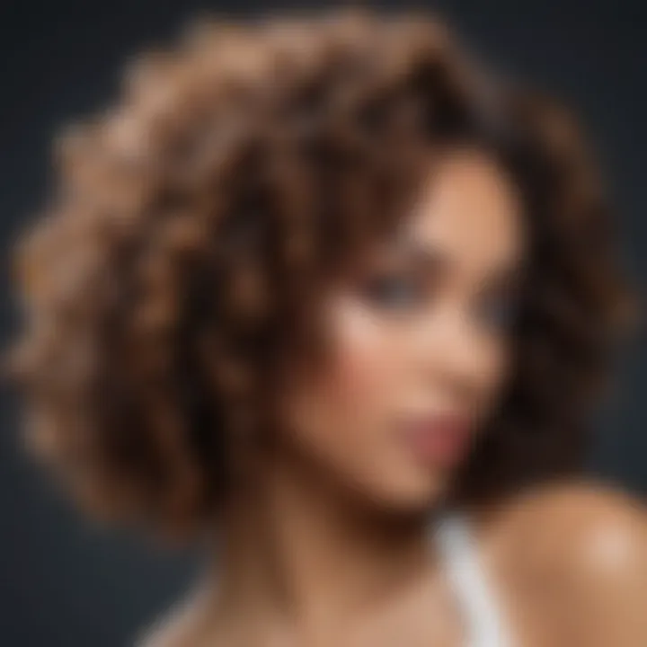 A close-up view of wand curl crochet hair showcasing intricate curls and textures.