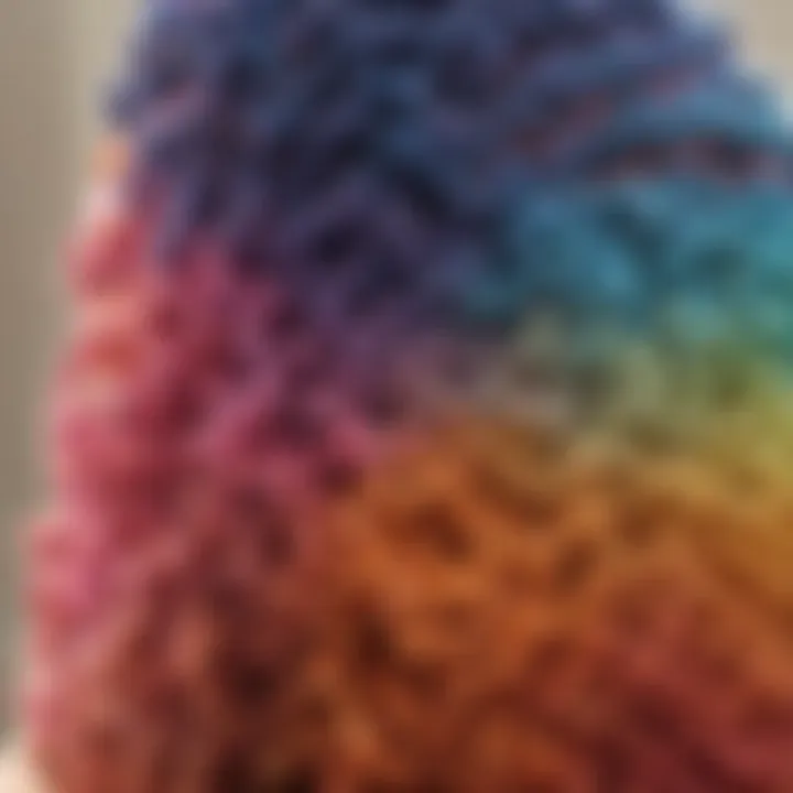 An array of colorful crochet hair fibers used for wand curling.