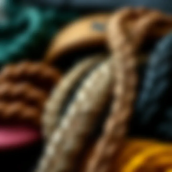 Diverse Materials for Braided Caps A close-up of diverse materials used in the creation of braided caps.