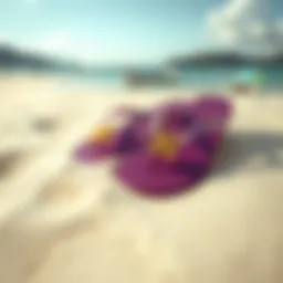 Artistic representation of lucky flip flops on a beach