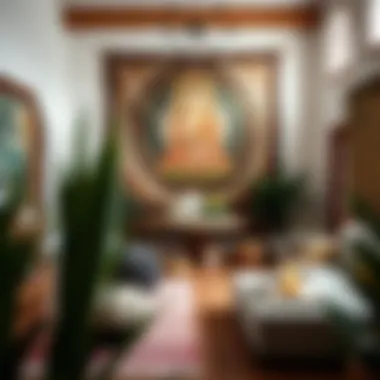 Stylish Interior with Tapestries A beautifully styled interior featuring spiritual wall tapestries.