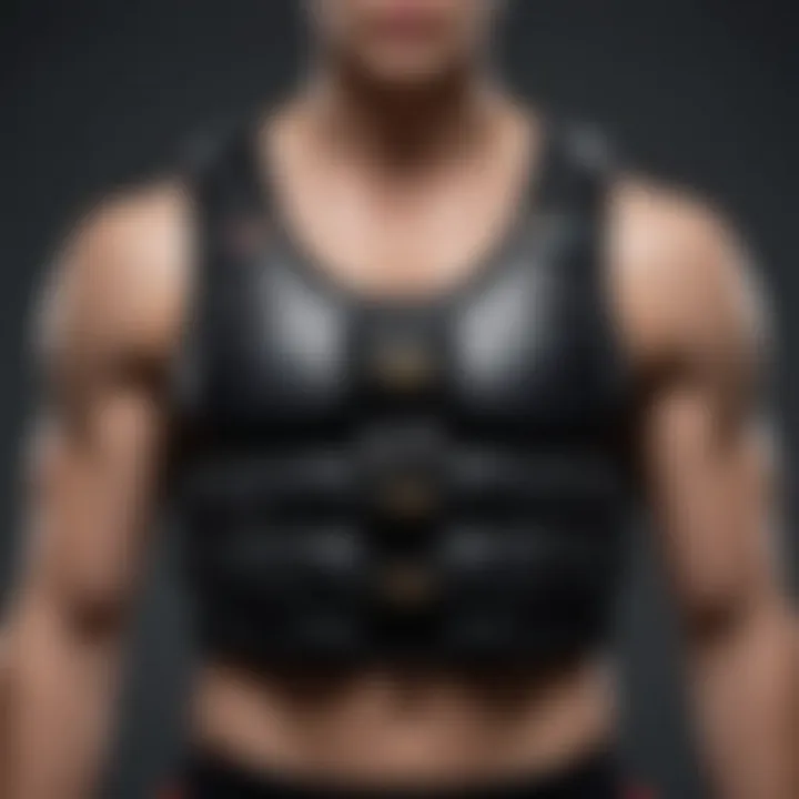 Close-up of various weights integrated into the vest, illustrating versatility in fitness training