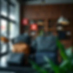 A collection of stylish chest bags displayed in a contemporary setting.