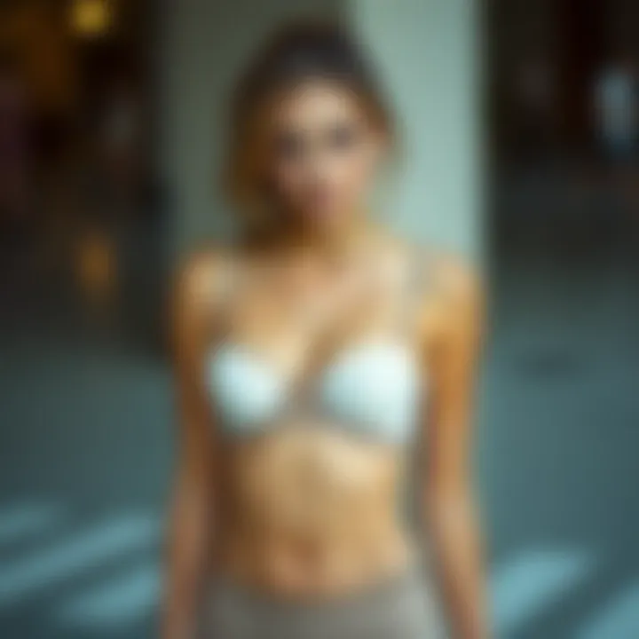 Confidence in Modern Bralette Trends A chic model confidently wearing a full coverage bralette