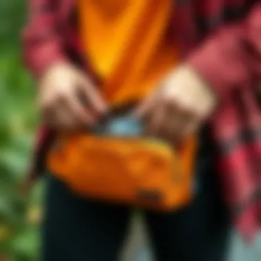 Practical Use of Waist Packs Person using a waist pack for convenience