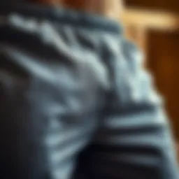 Close-up view of sauna pants showcasing fabric texture and design