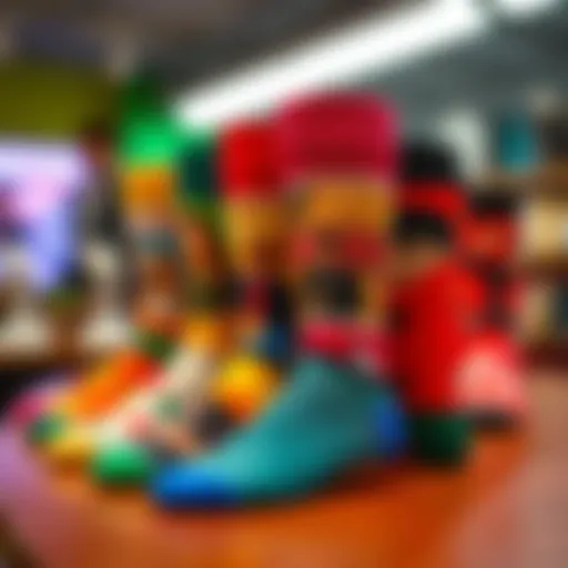 Artistic display of personalized socks showcasing vibrant photographs