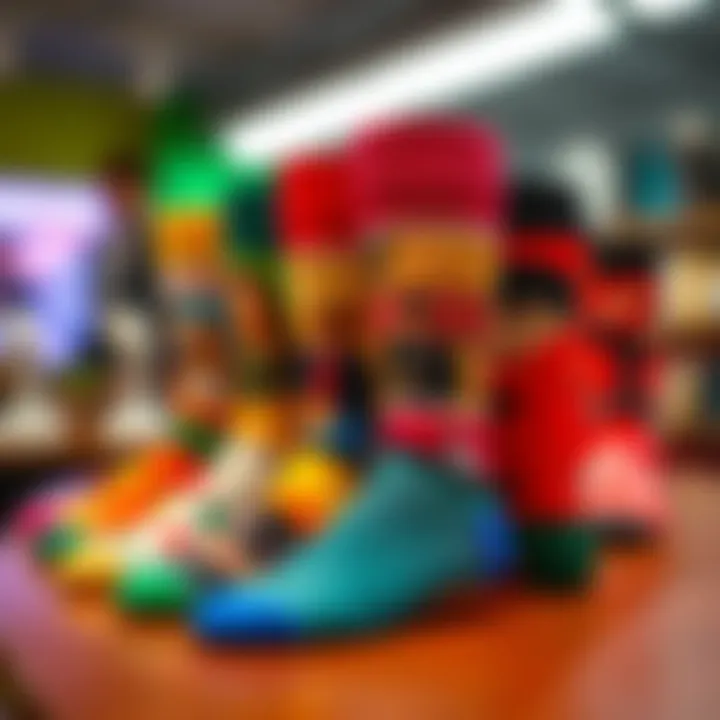 Artistic display of personalized socks showcasing vibrant photographs