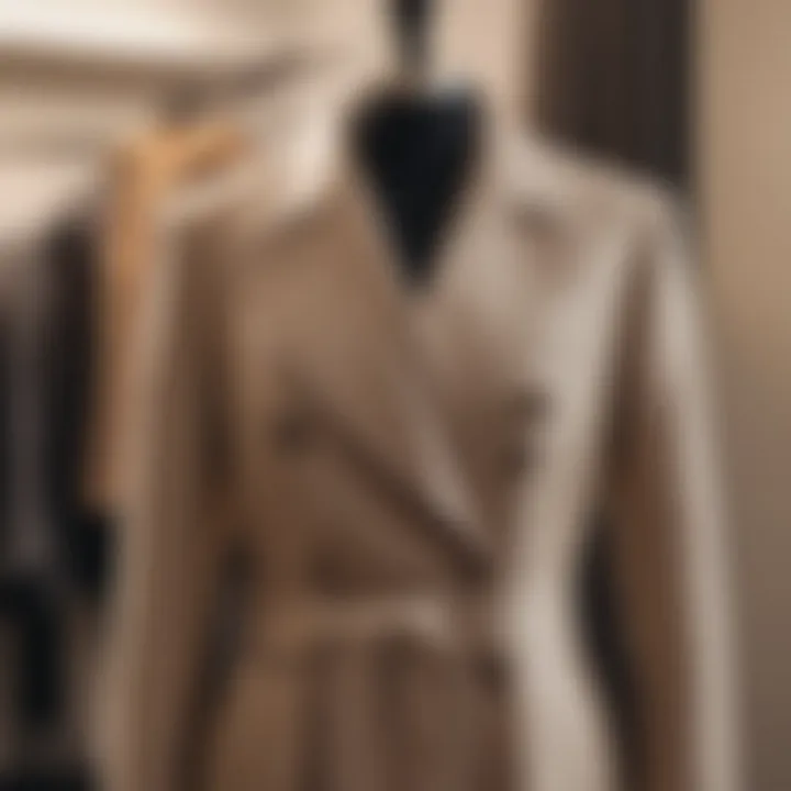 Elegant lapel coat displayed on a mannequin