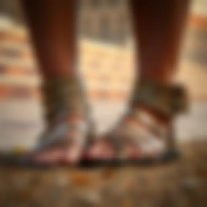 Ancient Roman Footwear Styles Historical illustration depicting ancient Roman footwear styles