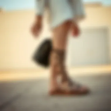 Contemporary Fashion with Gladiator Sandals Modern fashion ensemble featuring gladiator sandals