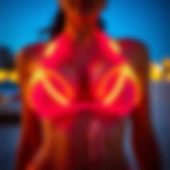 A vibrant neon bikini top showcasing intricate underwire design