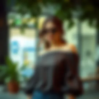 Sustainable fashion representation with the ombre cold shoulder top