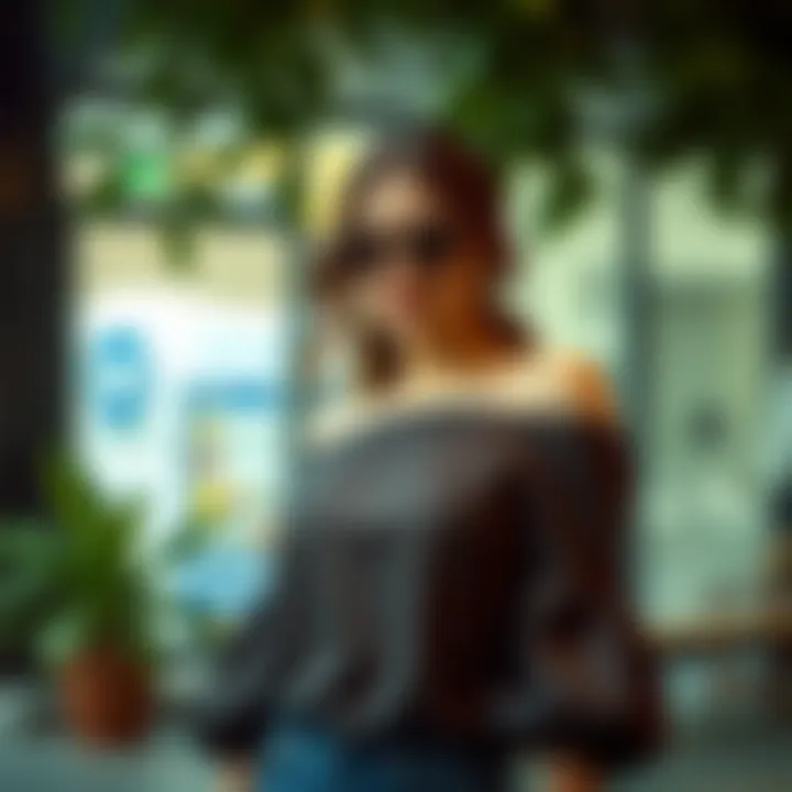 Sustainable fashion representation with the ombre cold shoulder top