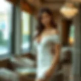 Elegant petite bodycon dress in a chic setting
